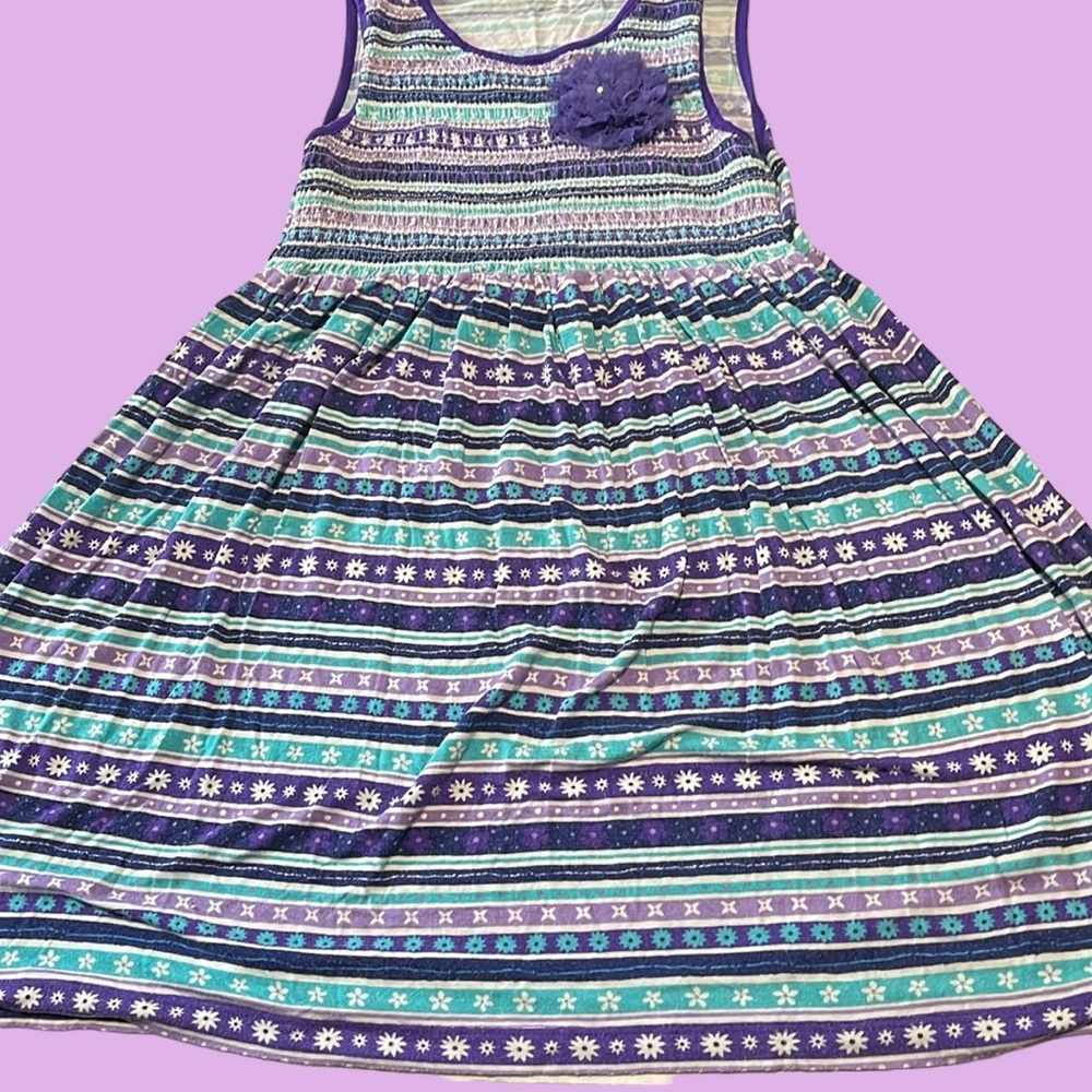 Girls Purple/Blue Stripe Sun Dress - Size 6